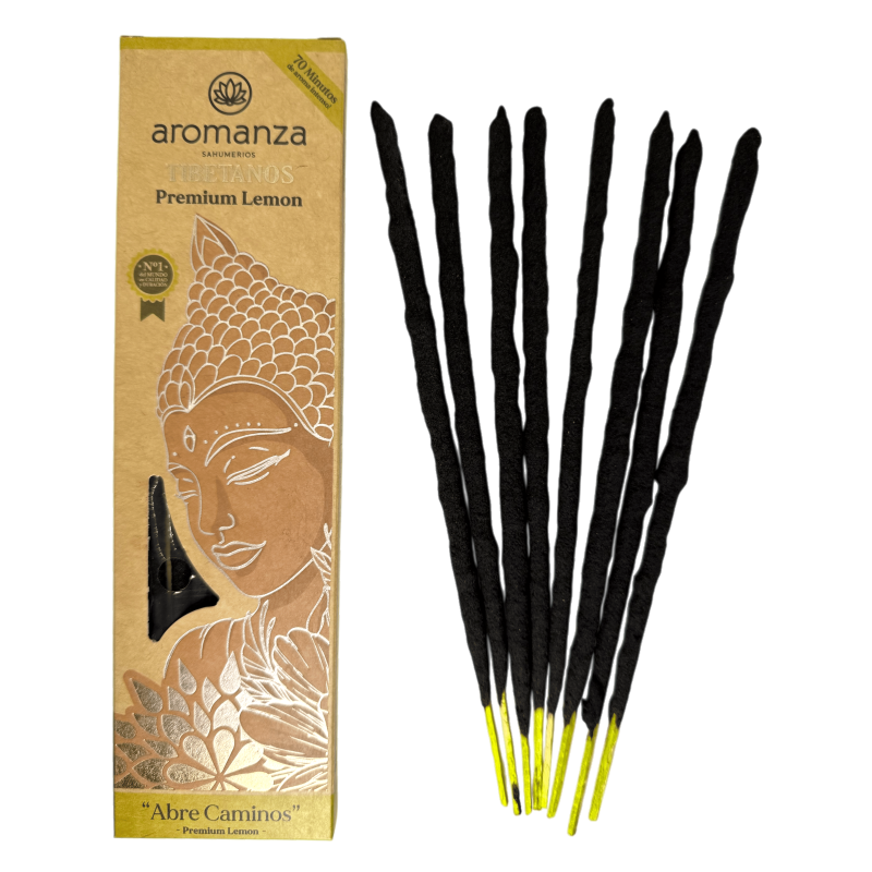 Encens Tibétain Citron Ouvre les Chemins de l’Encens Aromanza Argentina - Encens artisanal 8 bâtonnets extra épais faits à la ma-Encens tibétain par Aromanza Incense Argentina-HOSTENATURA