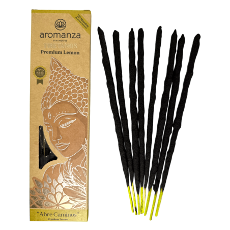Tibetansk rökelse citron öppnar rökelsestigar Aromanza Argentina - Hantverksmässig rökelse 8 extra tjocka handgjorda pinnar
