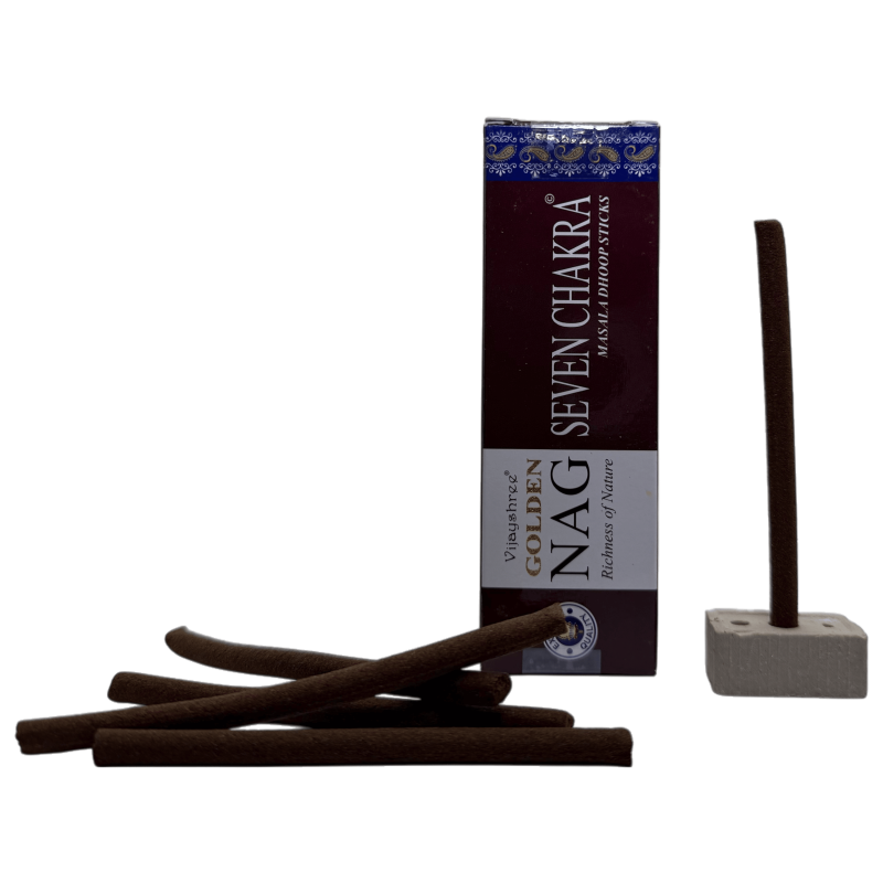 GOLDEN NAG Dhoop Weihrauch Sieben Chakren - Masala Dhoop Sticks - 1 Packung mit 10 Riegeln-Golden Nag Dhoop Vijayshree Räucherstäbchen-HOSTENATURA