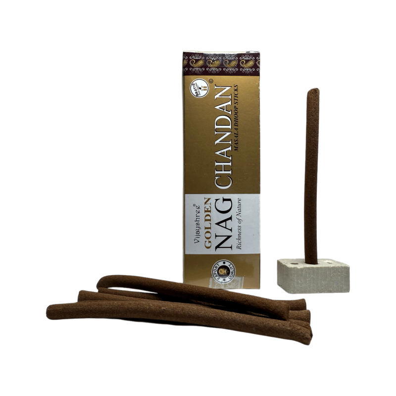 GOLDEN NAG Chandan Dhoop Räucherstäbchen - Masala Dhoop Sticks - 1 Packung mit 10 Riegeln-Golden Nag Dhoop Vijayshree Räucherstäbchen-HOSTENATURA