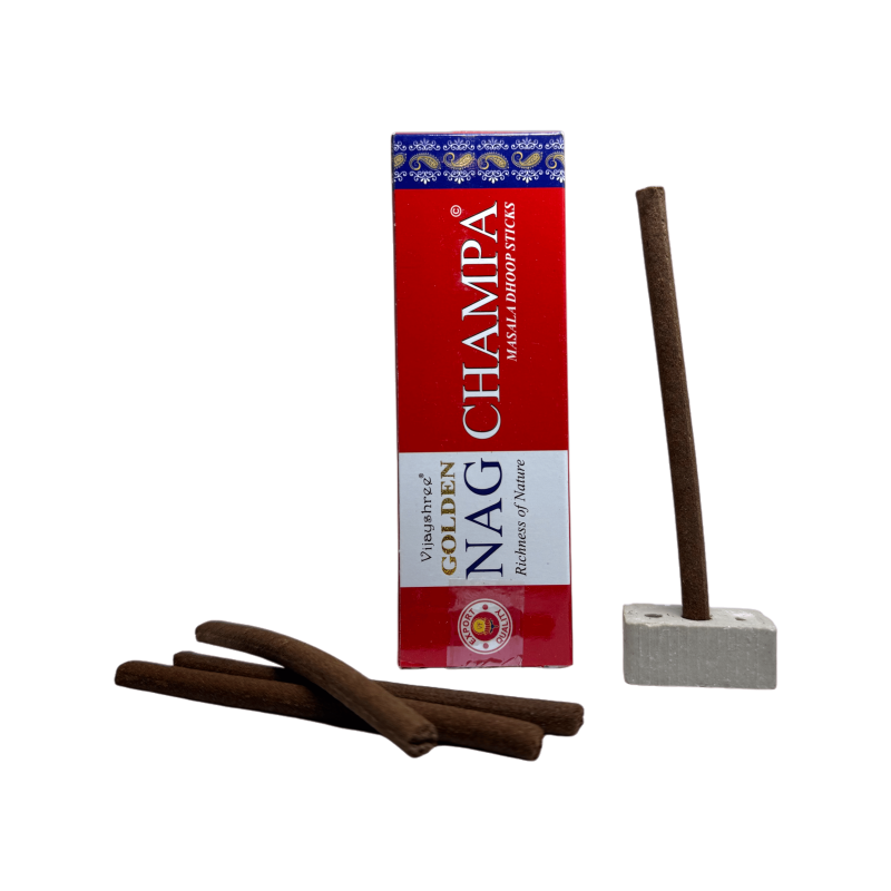 GOLDEN NAG بخور Dhoop Champa - أصابع ماسالا دوب - 1 عبوة من 10 قطع-البخور الذهبي ناج دوب فيجايشري-HOSTENATURA