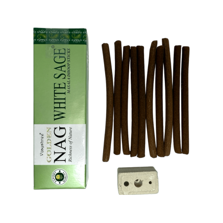 GOLDEN NAG Incienso Dhoop Salvia Blanca - Masala Dhoop Sticks - 1 paquete de 10 barritas