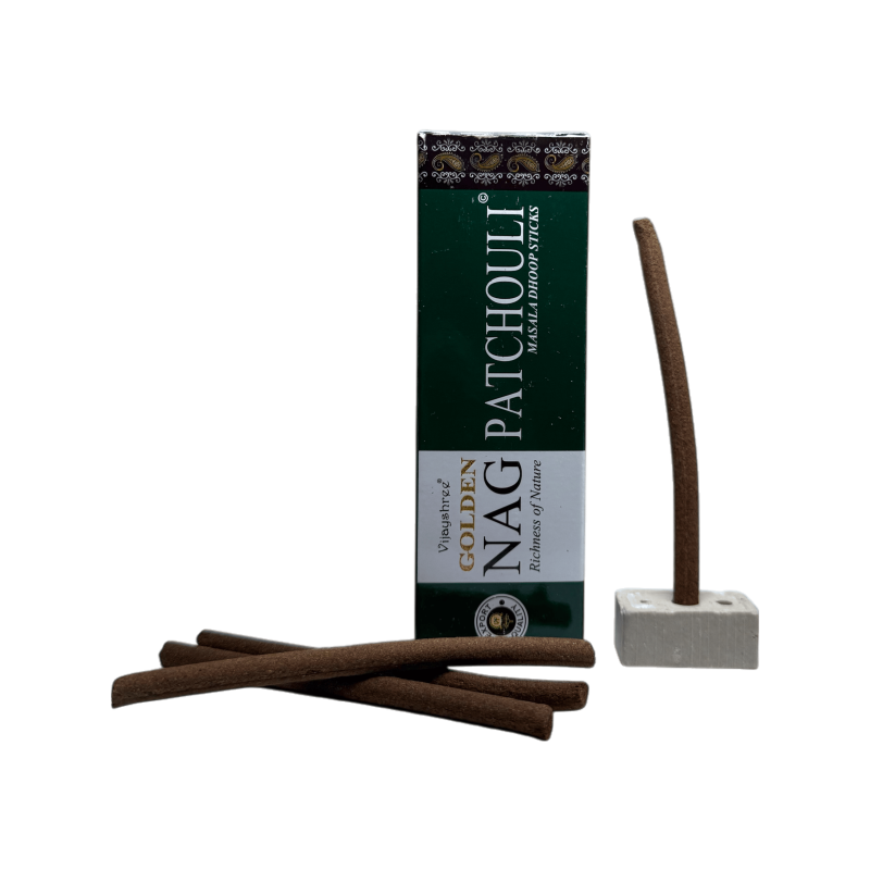 GOLDEN NAG بخور الباتشولي Dhoop - أصابع ماسالا دوب - 1 عبوة من 10 قطع-البخور الذهبي ناج دوب فيجايشري-HOSTENATURA
