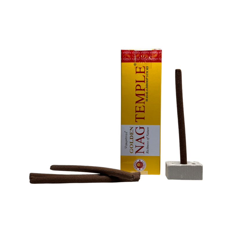 GOLDEN NAG بخور معبد Dhoop - عصي ماسالا هوب - 1 عبوة من 10 أعواد-البخور الذهبي ناج دوب فيجايشري-HOSTENATURA