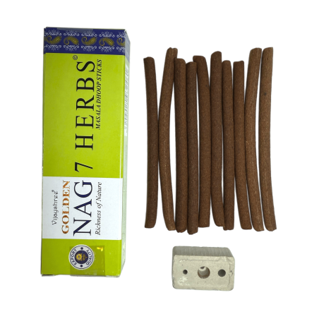 GOLDEN NAG Incienso Dhoop 7 Hierbas - Masala Dhoop Sticks - 1 paquete de 10 barritas