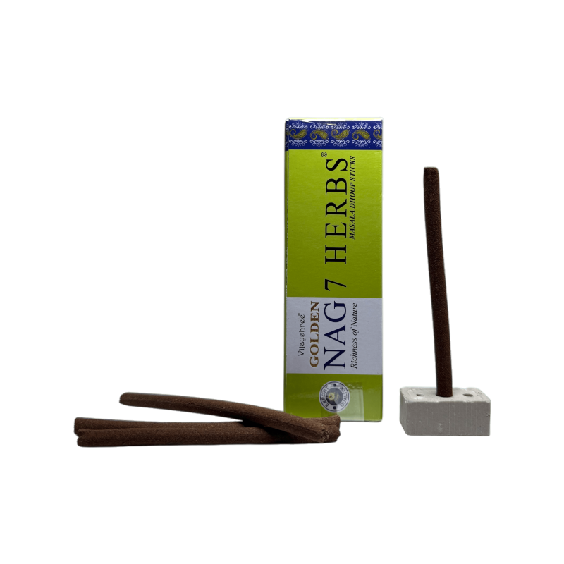 GOLDEN NAG Incienso Dhoop 7 Herbes - Masala Dhoop Sticks - 1 paquet de 10 barretes-Incienso Golden Nag Dhoop Vijayshree-HOSTENATURA