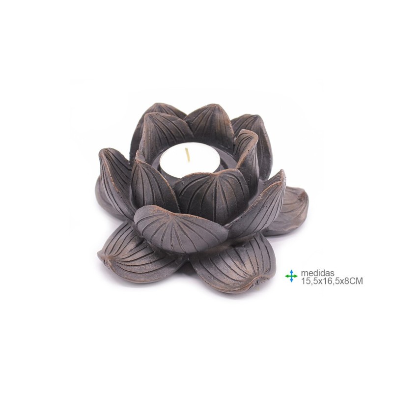 Porta Veles Flor de Loto Resina 15,5x16x5x8cm-PORTAVELLES ESOTERICS-HOSTENATURA