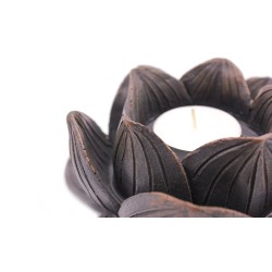 Suport pentru lumânări din rășină cu floare de lotus 15.5x16x5x8cm