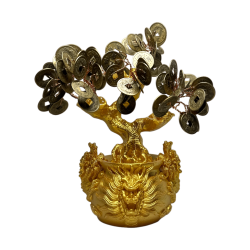 Tree of Abundance Resin 7x11x18cm with I Ching Coins - Feng Shui Decoration Attracts Money