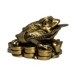 تشان تشو ثروة الضفدع - المال والازدهار والحماية - 5.5x5x4 سم - فنغ شوي يشمل عملة معدنية
