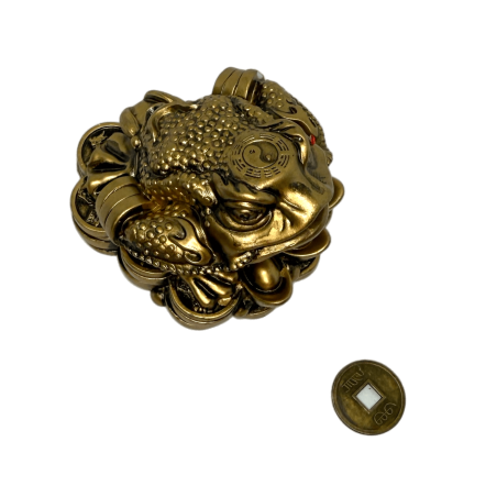 Sapo de la Riqueza Chan Chu - Dinero, Prosperidad y Protección - 5,5x5x4cm - Feng Shui Incluye Moneda