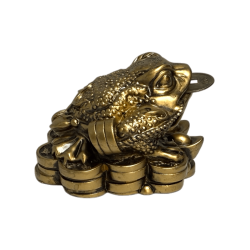 Sapo Chan Chu Riqueza - Dinheiro, Prosperidade e Proteção - 5,5x5x4cm - Feng Shui Inclui Moeda