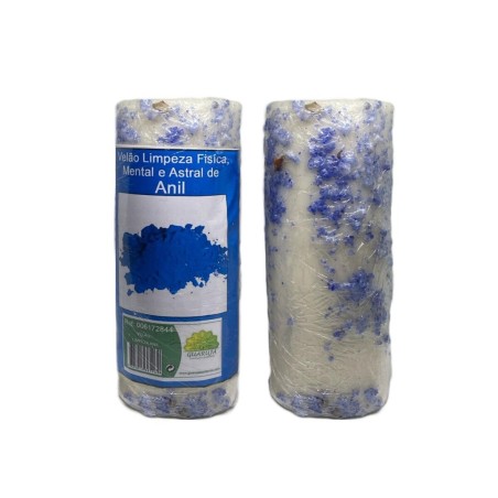 Ezoteryczna Świeca Oczyszczająca Fizyczna, Psychiczna i Astralna z Cesarskim Indygo - Wyprodukowano w Brazylii - 17x7cm