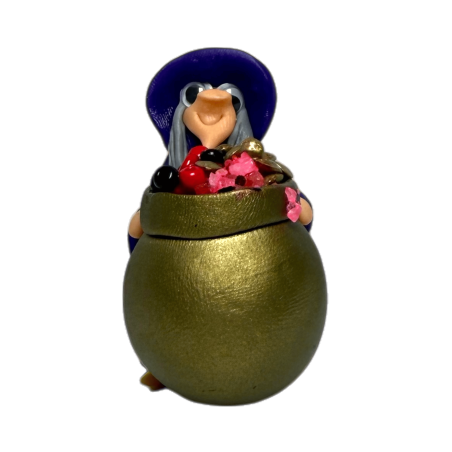 Glückshexe mit Kessel 6x5cm - Esoterisches Amulett HOSTENATURA - Wohlstand, Frieden, Freundschaft und Erfolg