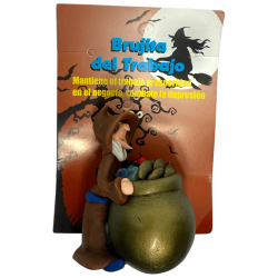 Sorcière de travail avec chaudron 6x5cm - Amulette ésotérique HOSTENATURA - Garde le travail, la prospérité dans l’entreprise