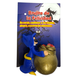 Brujita de la Felicitat amb Caldero 6x5cm - Amuleto Esotérico HOSTENATURA - Coratge, Confiança, Alegria i conserva Amistats