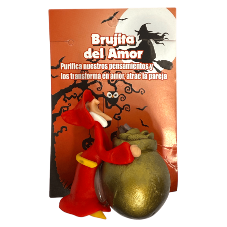 Brujita del Amor con Caldero 6x5cm - Amuleto Esotérico HOSTENATURA - Purifica pensamiento, transforma en amor, atrae la pareja