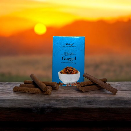 Incienso Dhoop Guggal Balaji Signature Premium - Cajita con 10 barritas de incienso dhoop