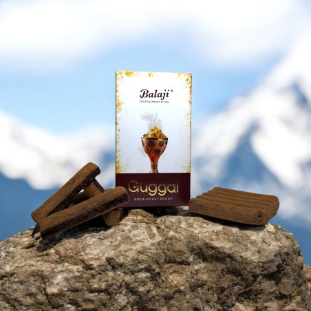 Premium Rökelse Dhoop Guggal Balaji Premium Wet Dhoop - Låda med 10 dhoop rökelsepinnar