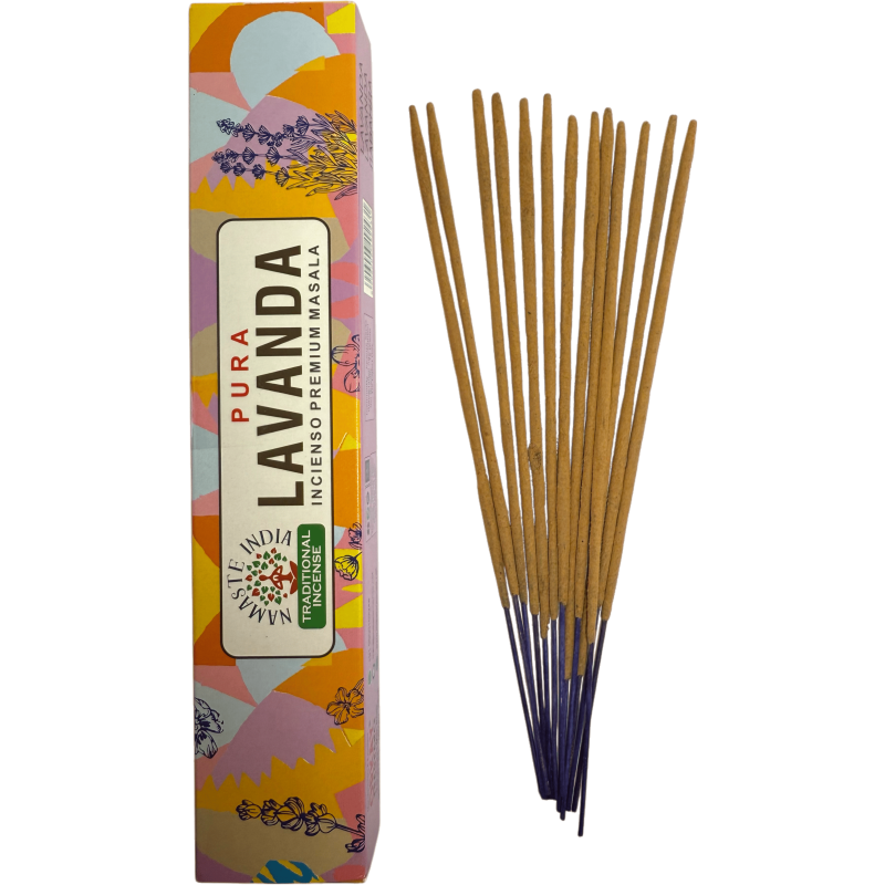 Incienso Puro Lavanda Namaste India Premium Masala - Cajetilla de 15gr.-ENCENS NAMASTE NATURAL ÍNDIA-HOSTENATURA