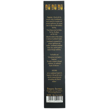 Incienso Buddha Sabiduría BANJARA - 1 Cajetilla de 15gr Incienso Sándalo Masala