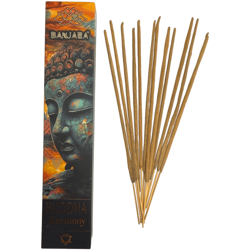Buddha Räucherstäbchen Harmony BANJARA - 1 Packung 15gr Zedernholz Räucherstäbchen und Weihrauch Masala-Banjara Buddha Räucherstäbchen-HOSTENATURA