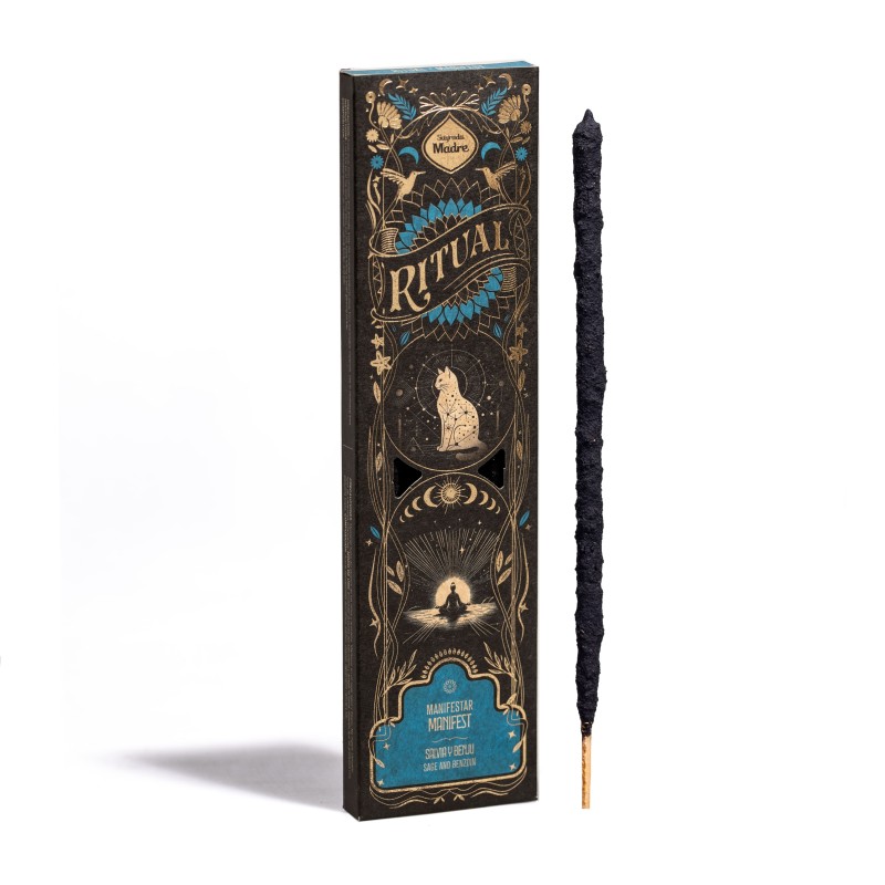 Ritual Incense Manifest Holy Mother Sage and Benzoin - 6 thick sticks of approximately 1h duration-Incienso Ritual Sagrada Madre-HOSTENATURA