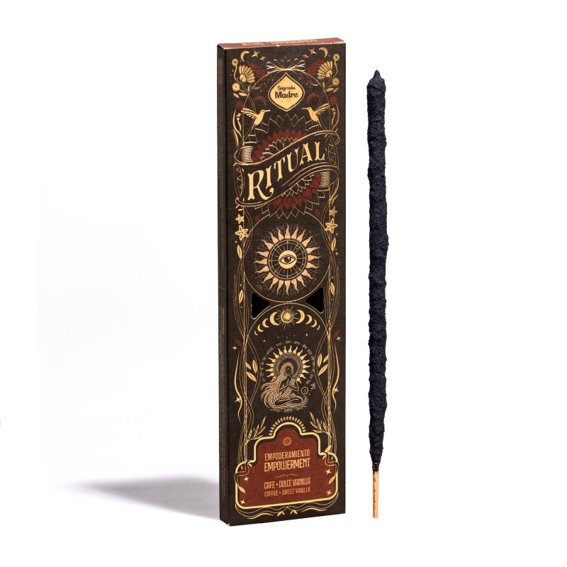 Incense Ritual Empowerment Holy Mother Coffee and Sweet Vanilla - 6 thick sticks of approximately 1h duration-Incienso Ritual Sagrada Madre-HOSTENATURA