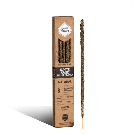 Incienso Salvia Blanca Natural Sagrada Madre Conexión - Sahumerio 8 varillas gruesas Ecológico