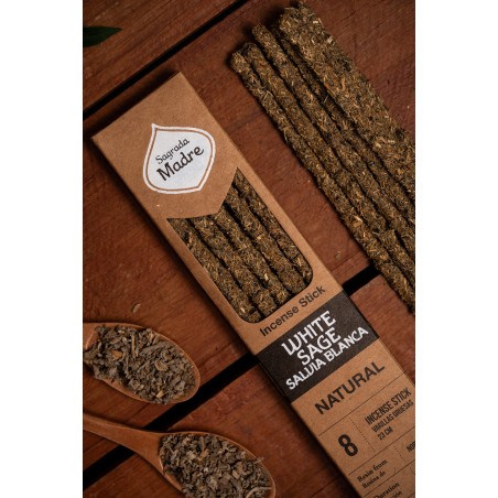 Incienso Salvia Blanca Natural Sagrada Madre Conexión - Sahumerio 8 varillas gruesas Ecológico