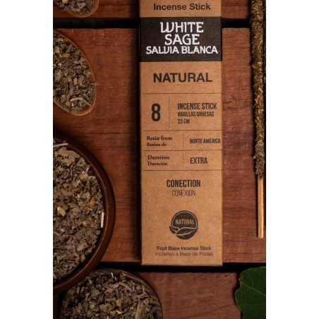 Natural White Sage Incense Holy Mother Connection - Sahumerio 8 thick sticks Organic