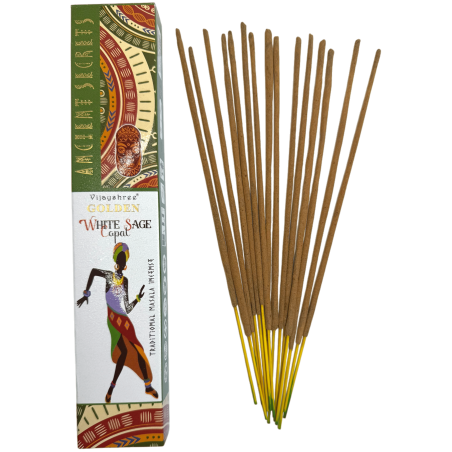 Incienso Copal Dorado y Salvia Blanca Golden Ancient Secrets Vijayshree - Cajetilla de 15gr.