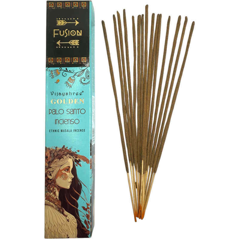 Incienso Palo Santo y Frankincense Golden Fusión Vijayshree - Cajetilla de 15gr.-Incienso Golden Fusión Palo Santo Vijayshree-HOSTENATURA