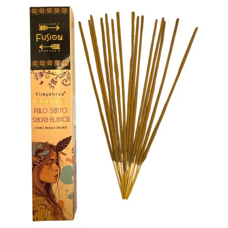 Palo Santo rökelse och vit salvia Golden Fusion Vijayshree - 15gr pack.