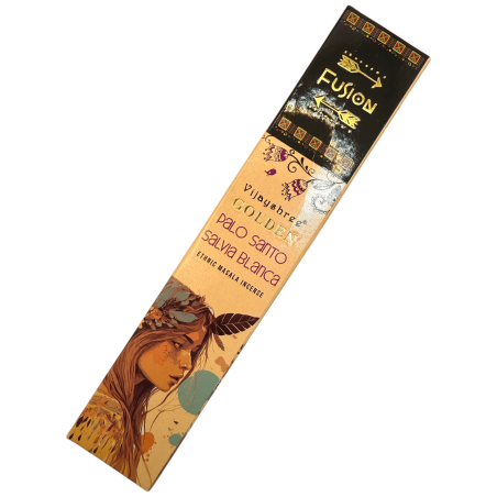 Incienso Palo Santo y Salvia Blanca Golden Fusión Vijayshree - Cajetilla de 15gr.