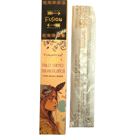 Incienso Palo Santo y Salvia Blanca Golden Fusión Vijayshree - Cajetilla de 15gr.