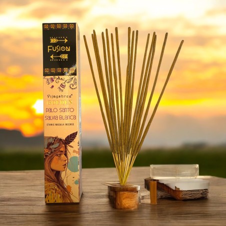 Incienso Palo Santo y Salvia Blanca Golden Fusión Vijayshree - Cajetilla de 15gr.