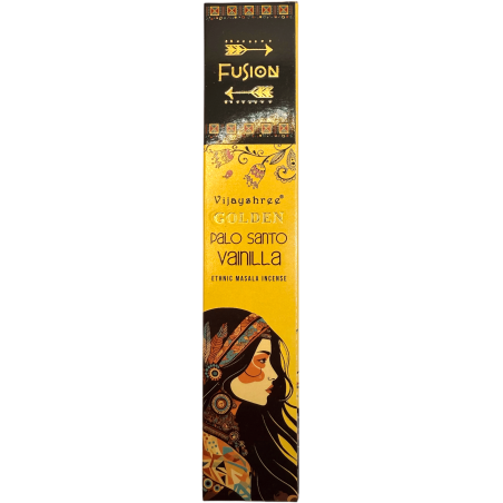 Incienso Palo Santo y Vainilla Golden Fusión Vijayshree - Cajetilla de 15gr.