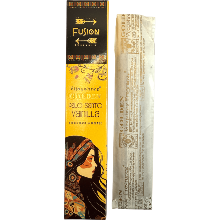 Incienso Palo Santo y Vainilla Golden Fusión Vijayshree - Cajetilla de 15gr.