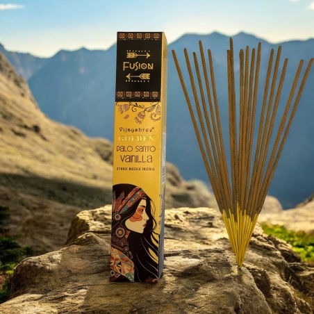 Incienso Palo Santo y Vainilla Golden Fusión Vijayshree - Cajetilla de 15gr.
