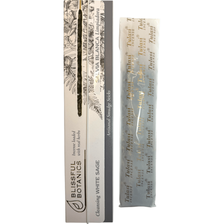 Ekologisk Vit Salvia Rökelse Blissful Botanics TULASI Natural Artisan - Cleansing Sage - 8 ekologiska rökelsepinnar