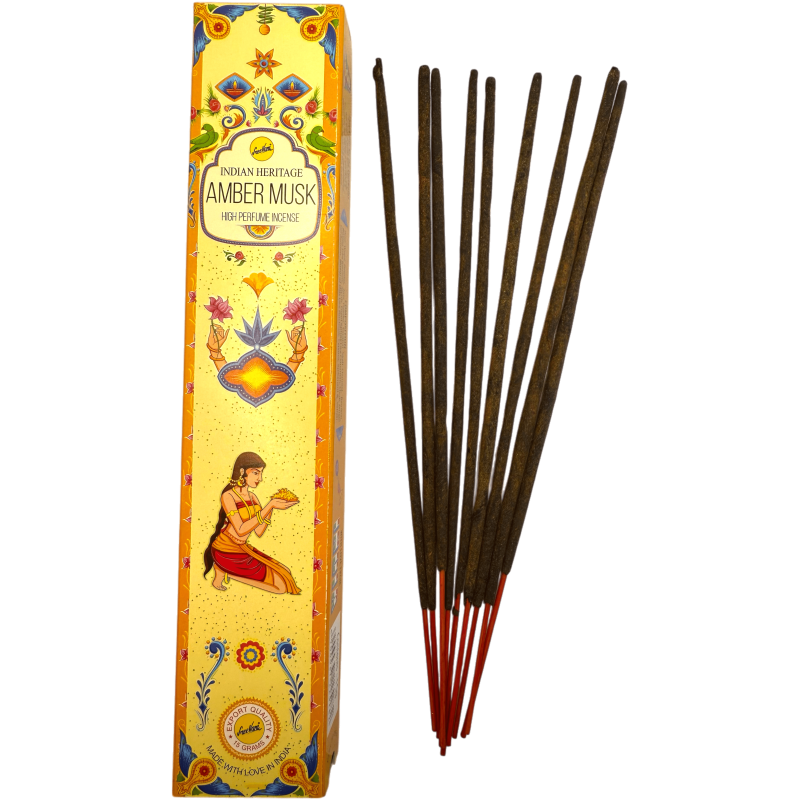 Amber Incense Musk SREE VANI Golden India - 1 pack of 15gr.-INCENSE GOLDEN INDIA SREE VANI-HOSTENATURA