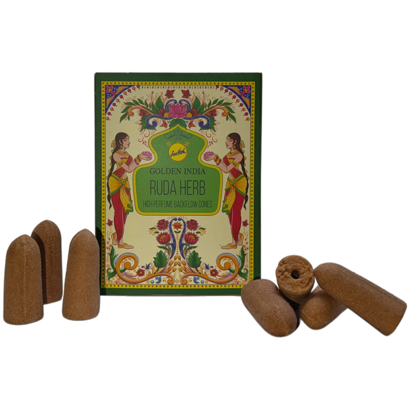 مخاريط البخور Reflux Rue SREE VANI Golden India - عبوة من 10 مخاريط بلاك فلو-البخور الهند الذهبية SREE VANI-HOSTENATURA