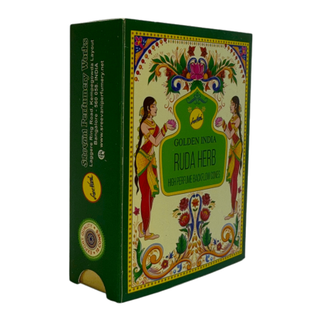 Cones de Incenso Reflux Rue SREE VANI Golden India - Pacote de 10 cones blackflow