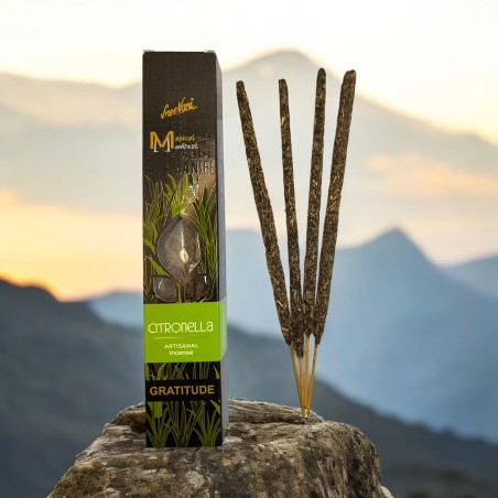 Incienso Citronela Gratitud Manifest SREE VANI - Incienso Natural Orgánico Artesanal - 4 barritas gruesas calidad Extra