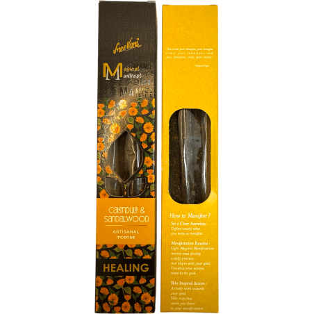 Incendulo Curativo Calendula e Sandalo Manifest SREE VANI - Incenso Artigianale Biologico Naturale - 4 barrette di qualità spess