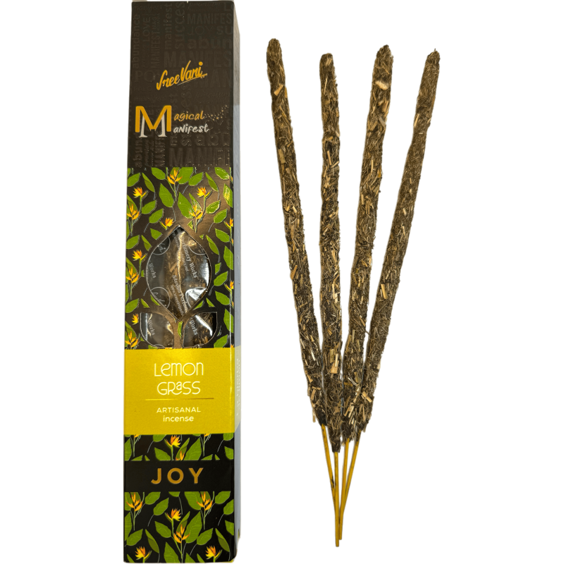 Alegr Manifest Lemongrass Incense SREE VANI - Handmade Organic Natural Incense - 4 Extra Quality Thick Sticks-INCENSE MANIFEST SREE VANI-HOSTENATURA