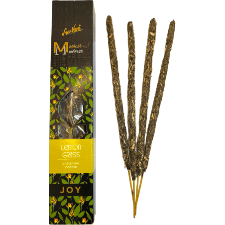 Alegr Manifest Lemongrass Incense SREE VANI - Handmade Organic Natural Incense - 4 Extra Quality Thick Sticks