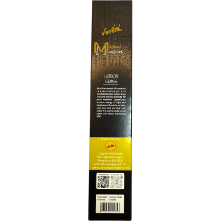 Incenso de Capim-Limão Alegr Manifest SREE VANI - Incenso Natural Orgânico Feito à Mão - 4 Varetas Grossas de Qualidade Extra