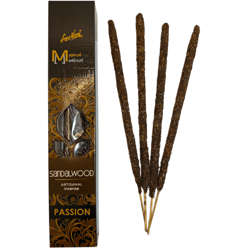 Sandalwood Incense Passion Manifest SREE VANI - Natural Organic Artisan Incense - 4 thick sticks extra quality-INCENSE MANIFEST SREE VANI-HOSTENATURA